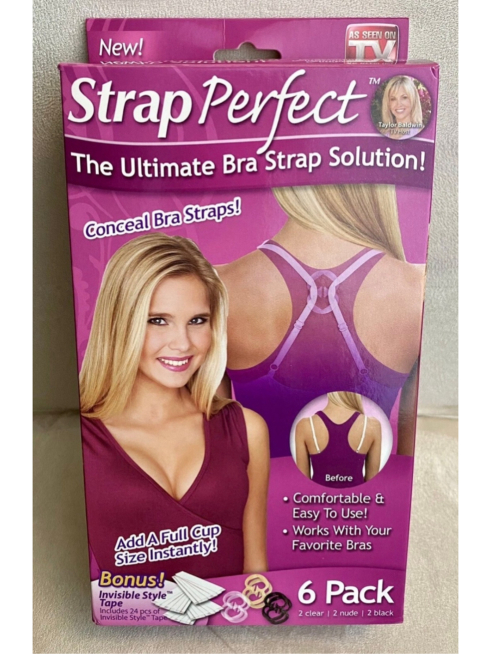 Women's Strap Perfect Bra Strap Solution One Size Clear Nude Black 6-Pack